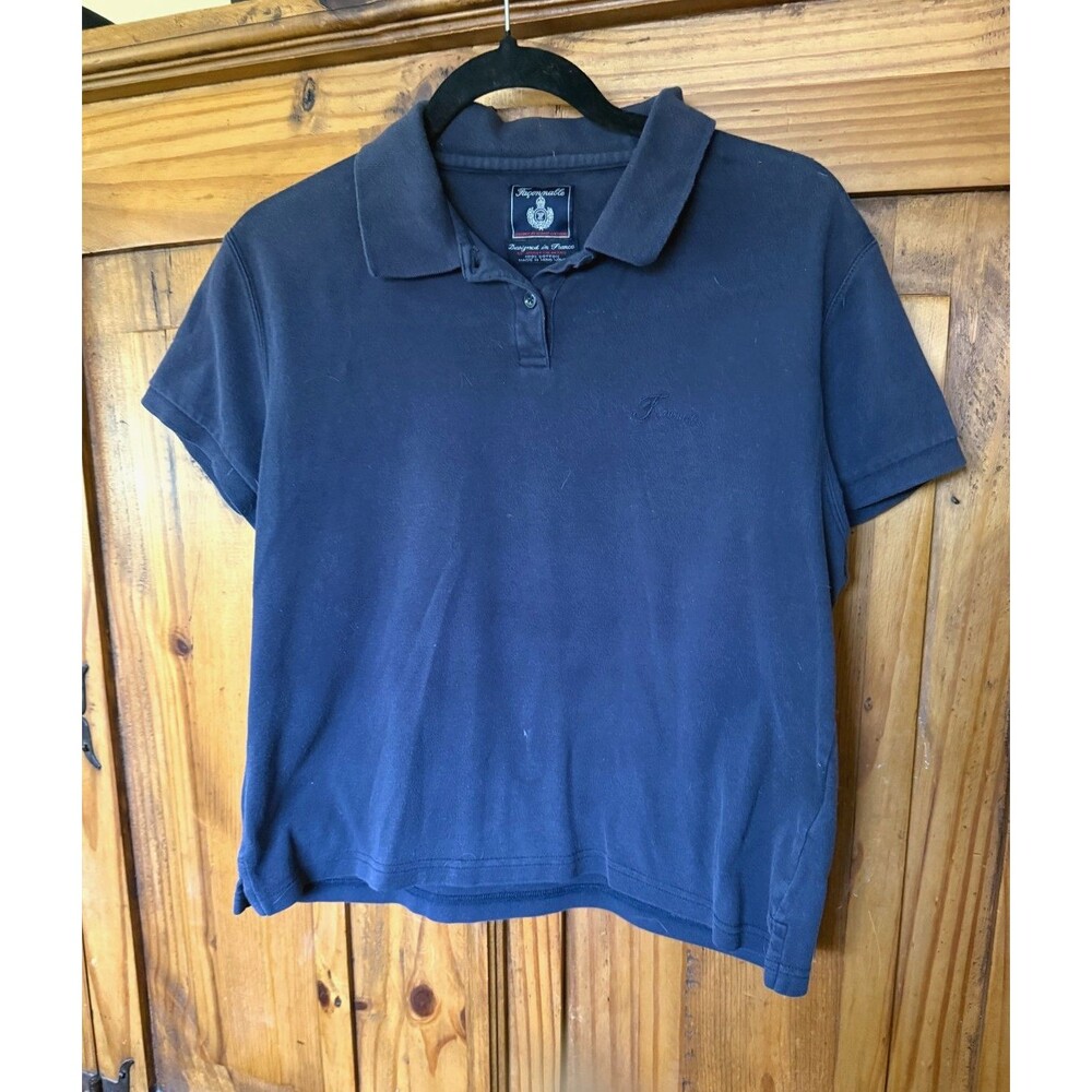 Faconnable Navy 100% Cotton Short Sleeve Polo Shirt Size Large